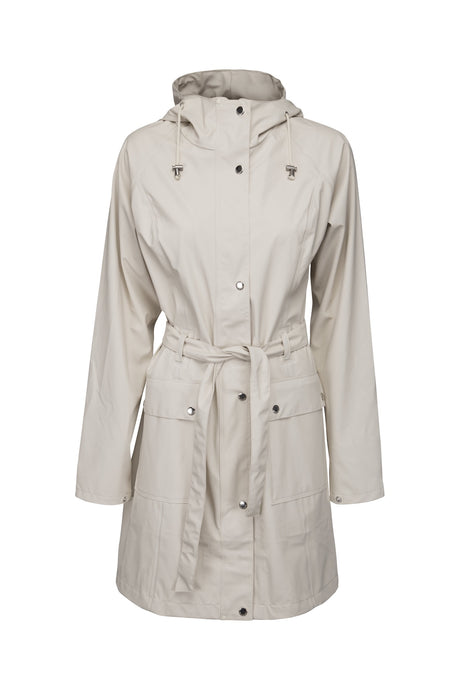 Ilse Jacobsen Rain70 Rain 70 rain coat, trench style with belt, patch pockets and functional hood. Milk Creme - cream.