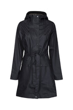 Load image into Gallery viewer, Ilse Jacobsen Rain70 Rain 70 rain coat, trench style with belt, patch pockets and functional hood. Dark Indigo - deep navy.