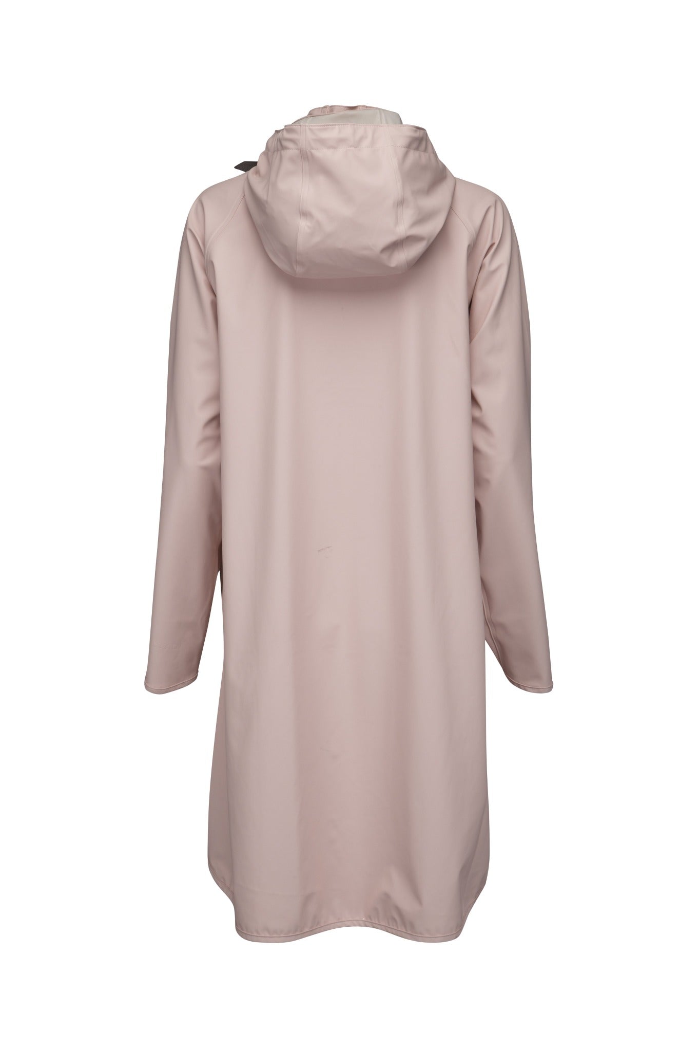 Ilse Jacobsen Rain71 Rain 71 detachable hood hooded long A-line rain coat raincoat in Adobe Rose pink.