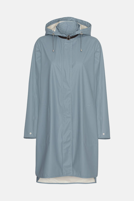 Ilse Jacobsen Rain71 classic raincoat with detachable hood in Blue cloud.