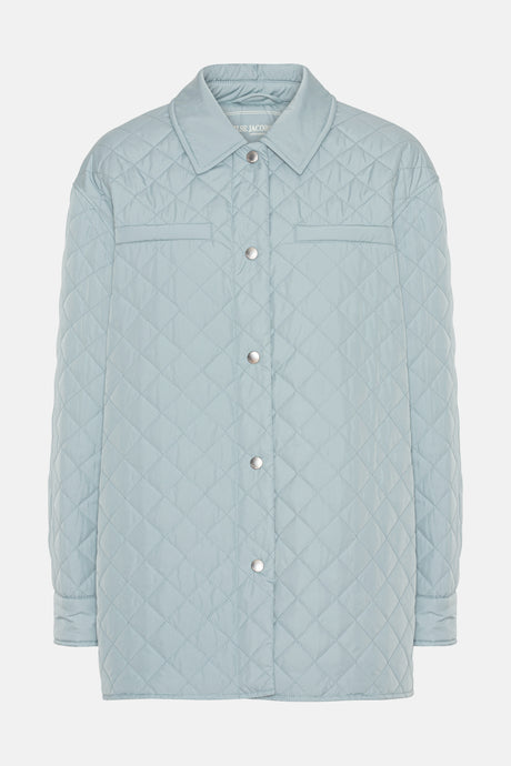 Ilse Jacobsen quilted shirt jacket style in light petroleum blue.