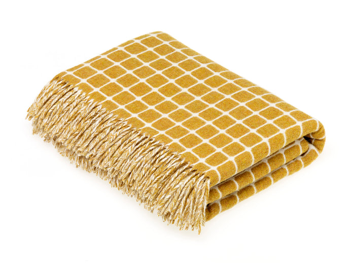 Bronte by Moon Athens throw in Gold, mustard yellow and white check.