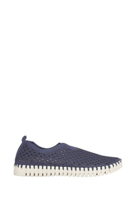 Ilse Jacobsen Tulip shoes, slip on comfotable receycled microfibre with natural latex sole, washable. In Dark Indigo.