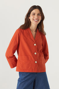 Nice Things by Paloma S designed in Barcelona pure cotton poplin casual blazer in burnt orange.