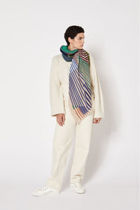 Ma Poesie Sequence wool scarf in passion, multicolour graphic design.