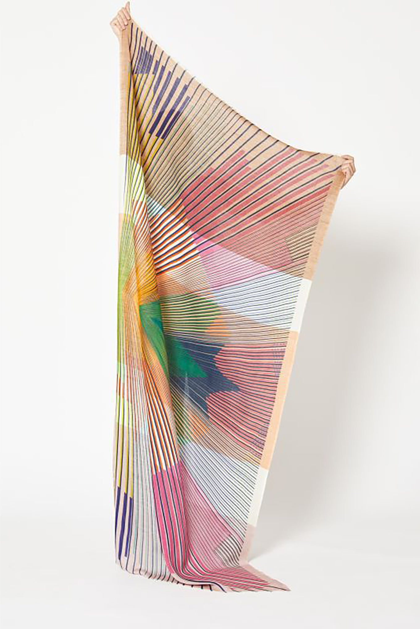 Ma Poesie Sequence wool scarf in passion, multicolour graphic design.