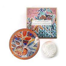 Load image into Gallery viewer, Fragonard French boxed gift set of soap and glass dish, grenade pivoine (pomegranate peony).
