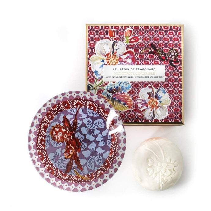 Fragonard French boxed soap and glass dish gift set, heliotrope gingembre (ginger).
