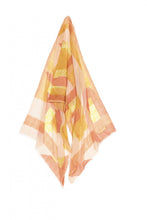 Load image into Gallery viewer, Ma Poesie scarf, design in France made in India, hand woven Prairie design in Pastel, summer shades of lemon, coral and blush pink, subtle floral design.