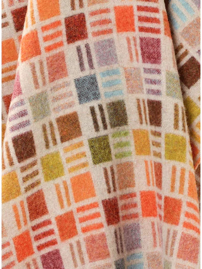 Bronte by Moon multicolour merino wool reversible thro, Ribbon check design.