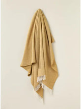 Load image into Gallery viewer, Bronte by Moon Herringbone throw in gold merino wool. Made in England.